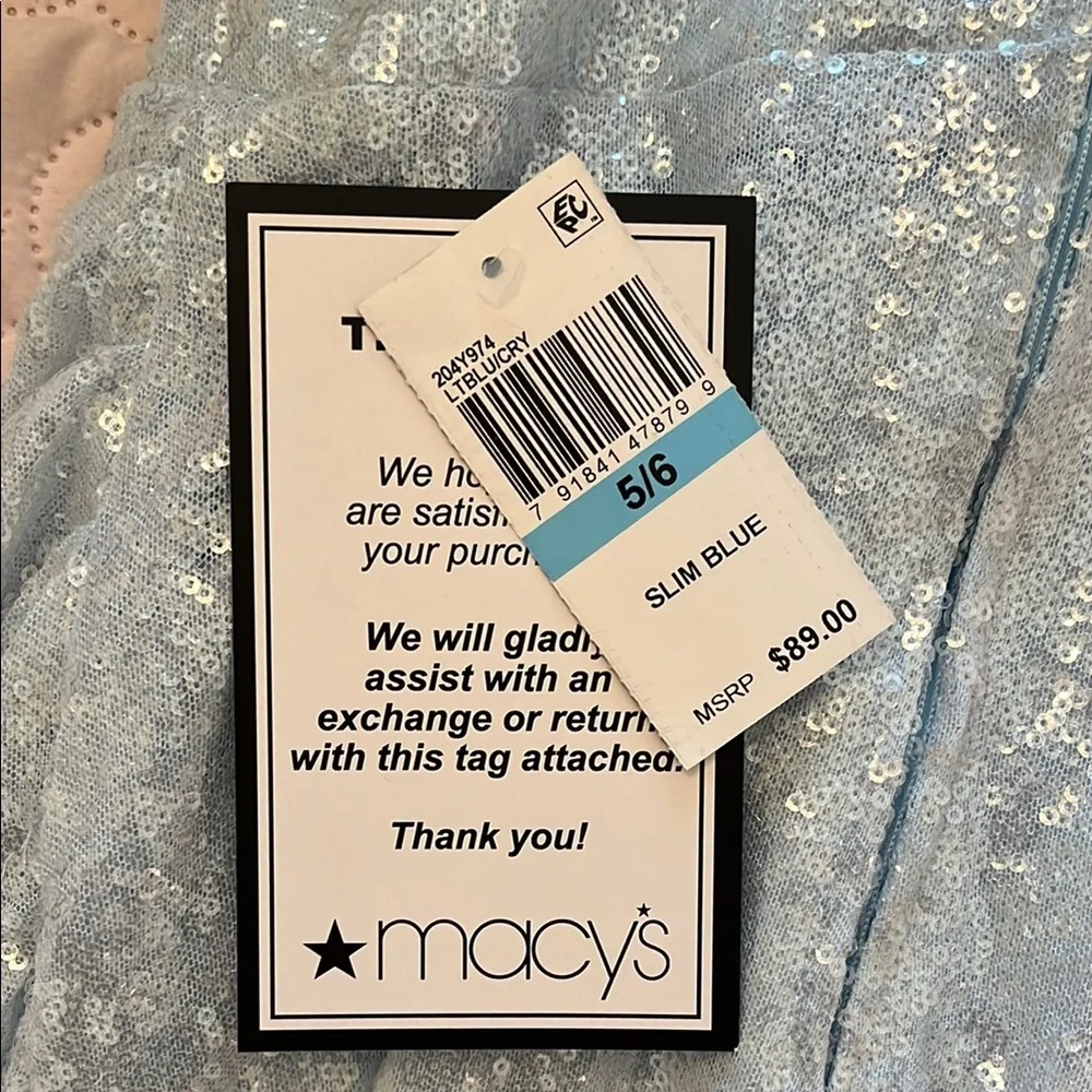 NWT B. Darlin Blue Sequin Feather Cocktail Dress - Picture 10 of 11